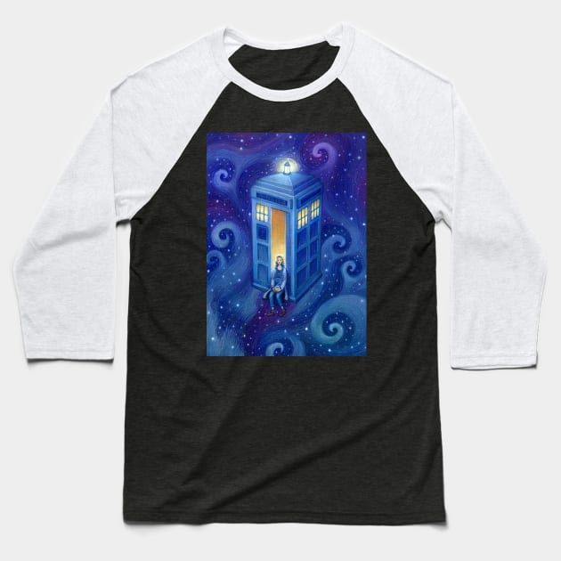 Space Tea Time Baseball T-Shirt by illustore